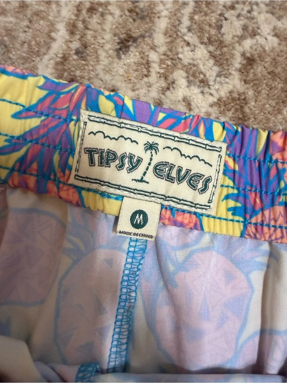 Tipsy Elves Yellow Pineapple Print Athletic Lounge Shorts